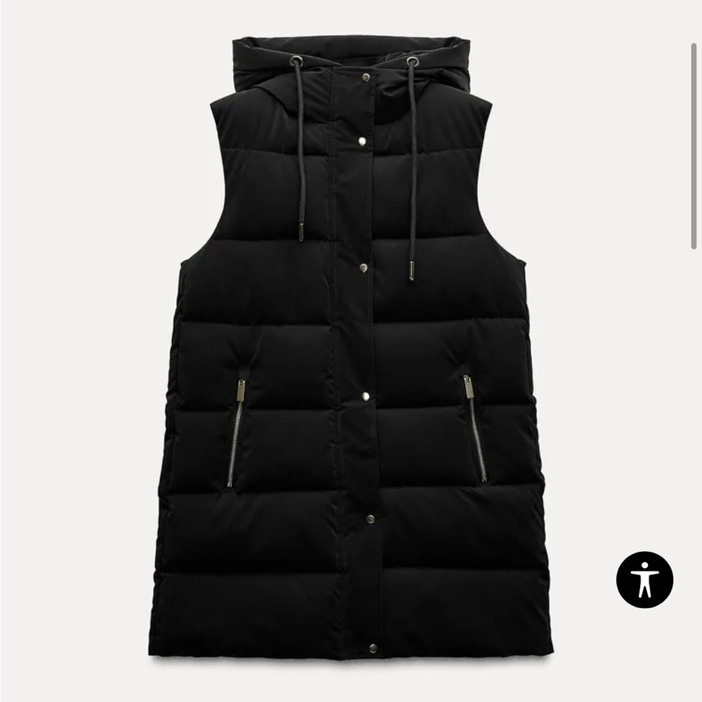 Zara Long Puffer Vest Large